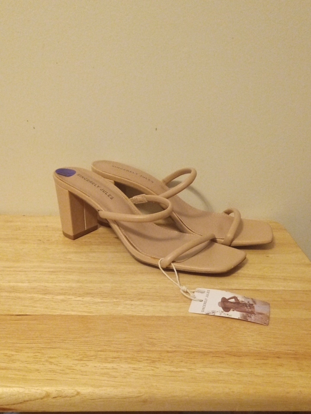 Sincerely Jules Nude Strappy Block Heel Sandals